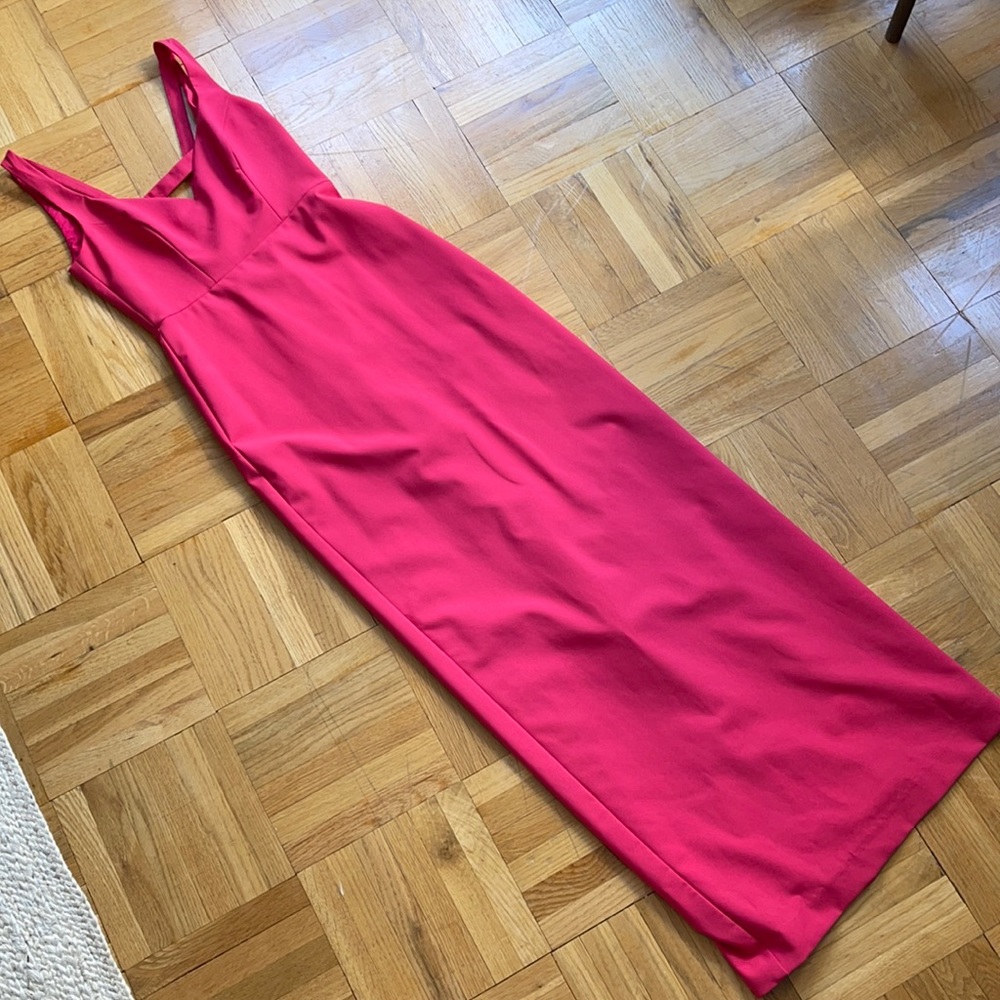 Bright pink Nicole Miller keyhole gown sz 6
